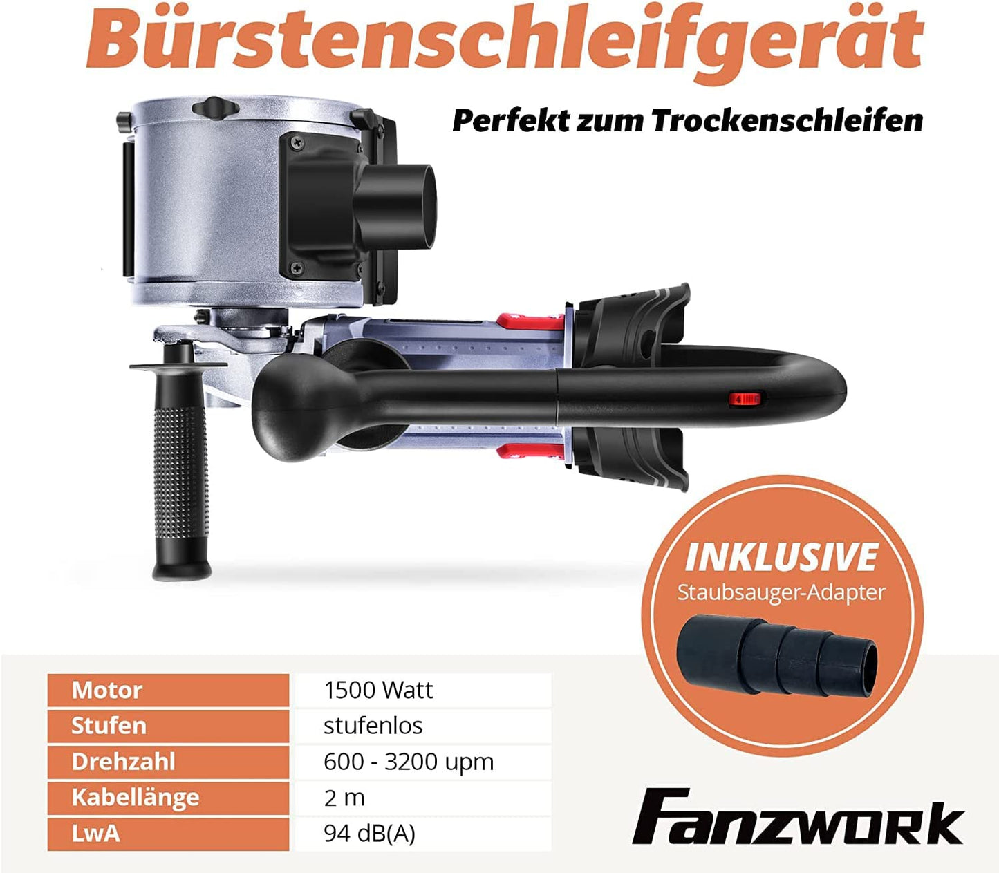 Gebraucht - 25 FANZWORK V2 1500 Watt Satiniermaschine Schleifmaschine zur Renovierung