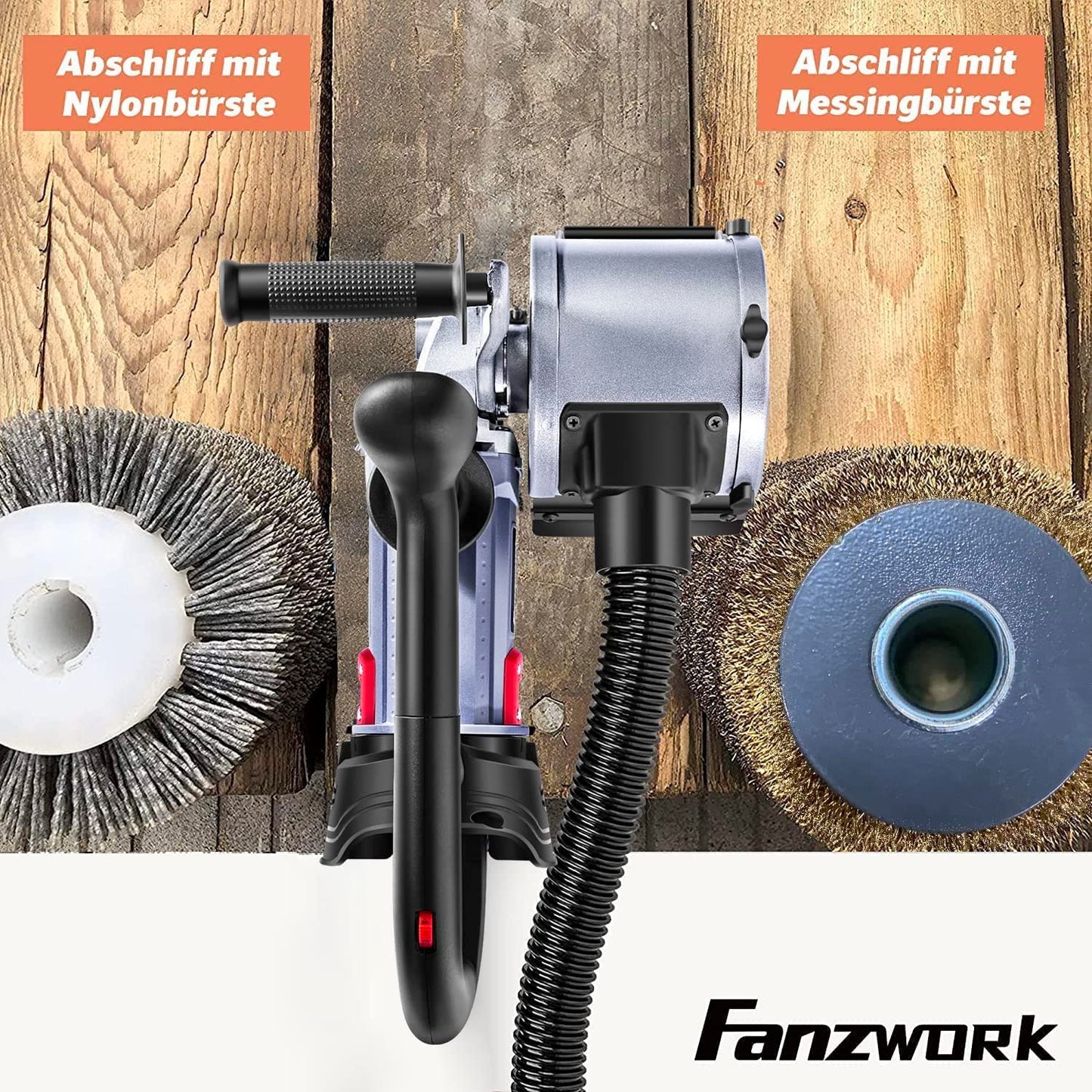 Gebraucht - 25N FANZWORK V2 1500 Watt Satiniermaschine mit Staubsaugung-Anschluss, Drehzahlregelung, Nylon & Messing Bürste