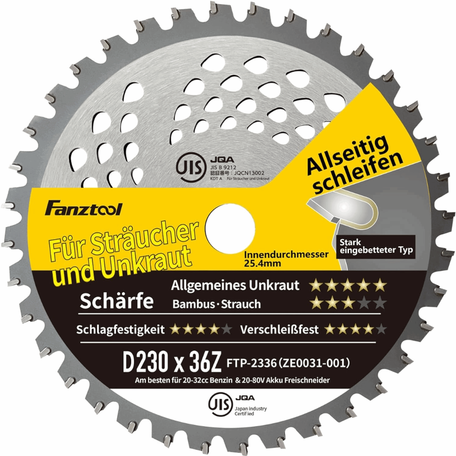 FANZTOOL Kreissägeblatt Freischneider Klinge 230D x 36Z mit Zahnschutz