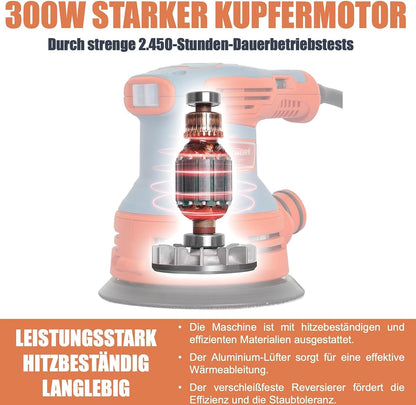 FANZWORK  300W Exzenterschleifer mit Staubfangbehälter staubgeschütztem Schalter - Fanztool