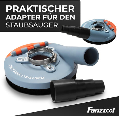 FANZTOOL Absaughaube für Winkelschleifer 125mm + Diamantschleiftopf Premium - Fanztool