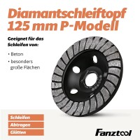 FANZTOOL Premium Diamant-Schleiftopf 115/125/180 mm x 22,2 mm P-Modell