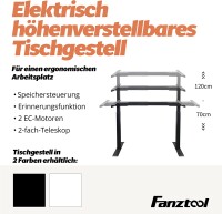 FANZTOOL h&ouml;henverstellbarer Schreibtisch-Gestell elektrisch stufenlos in Schwarz, Arbeitstisch Tischbeine mit Memory-Funktion und 2 Motoren, zum Arbeiten im Stehen und Sitzen