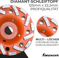 Absaughaube f&uuml;r Winkelschleifer 125mm + Diamantschleiftopf Premium